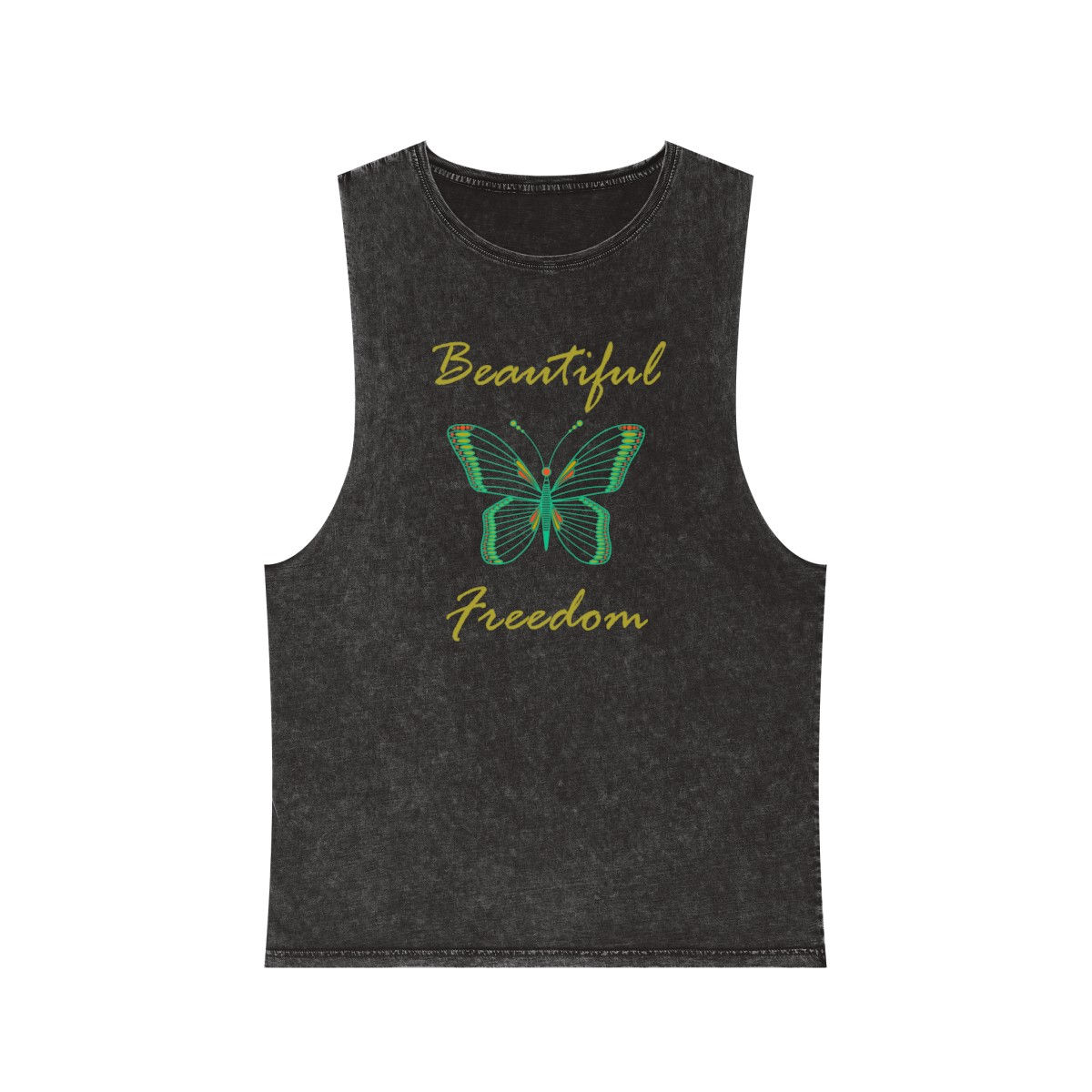 Beautiful Freedom Butterfly Unisex Stonewash Tank Tee
