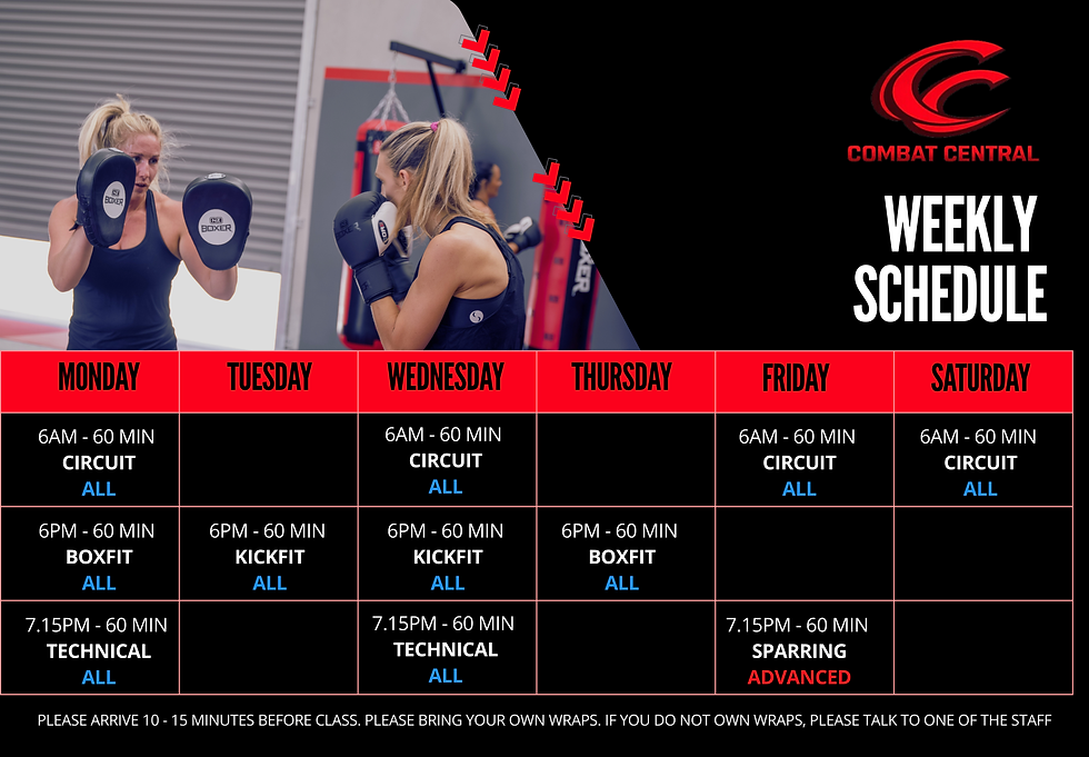 Combat Central Weekly Schudule