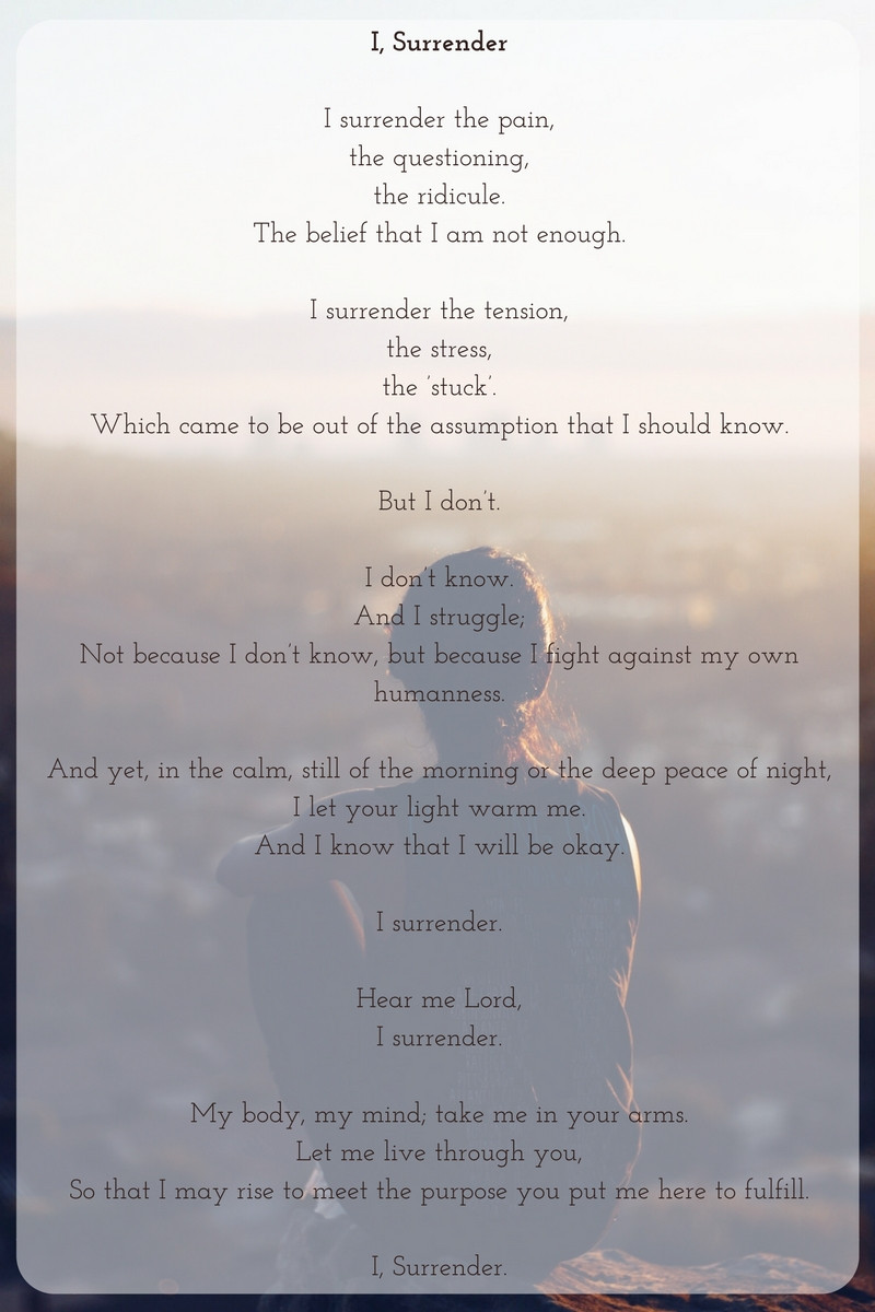 a poem called 'I, Surrender'