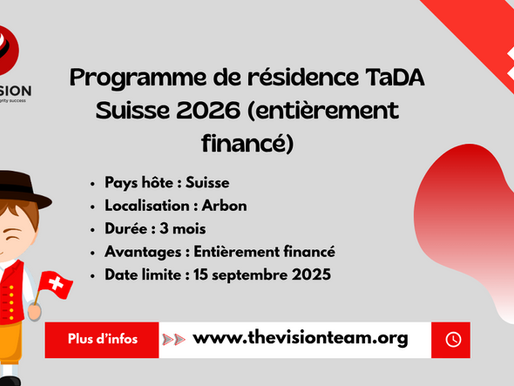 Programme de résidence TaDA Suisse 2026 (entièrement financé)