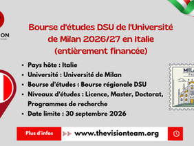 Bourse d'études DSU de l'Université de Milan 2026/27 en Italie (entièrement financée)