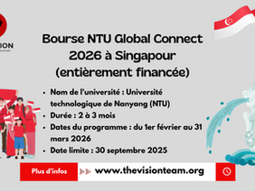 Bourse NTU Global Connect 2026 à Singapour 🇸🇬 (entièrement financée)