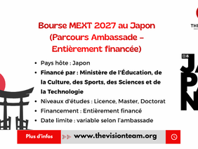 Bourse MEXT 2027 au Japon (Parcours Ambassade – Entièrement financée)
