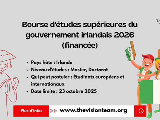 Bourse d'études supérieures du gouvernement irlandais 2026 (financée)