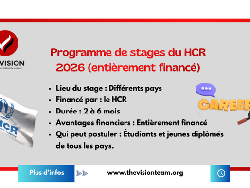 Programme de stages du HCR 2026 (entièrement financé)