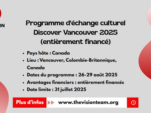Programme d'échange culturel Discover Vancouver 2025 (entièrement financé)