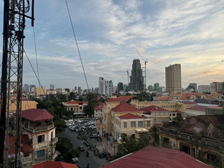View of Phnom Penh during sunset from TRIBE Phnom Penh