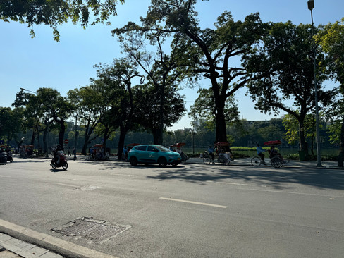Walking along the streets at Hoan Kiem Lake
