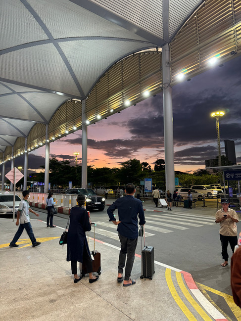 Waiting for a taxi in the evening at Phnom Penh Airport