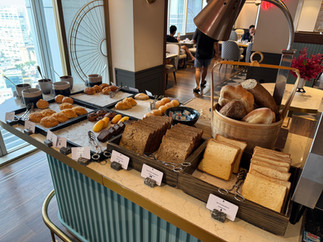 Fresh bread and pastries at the breakfast buffet
