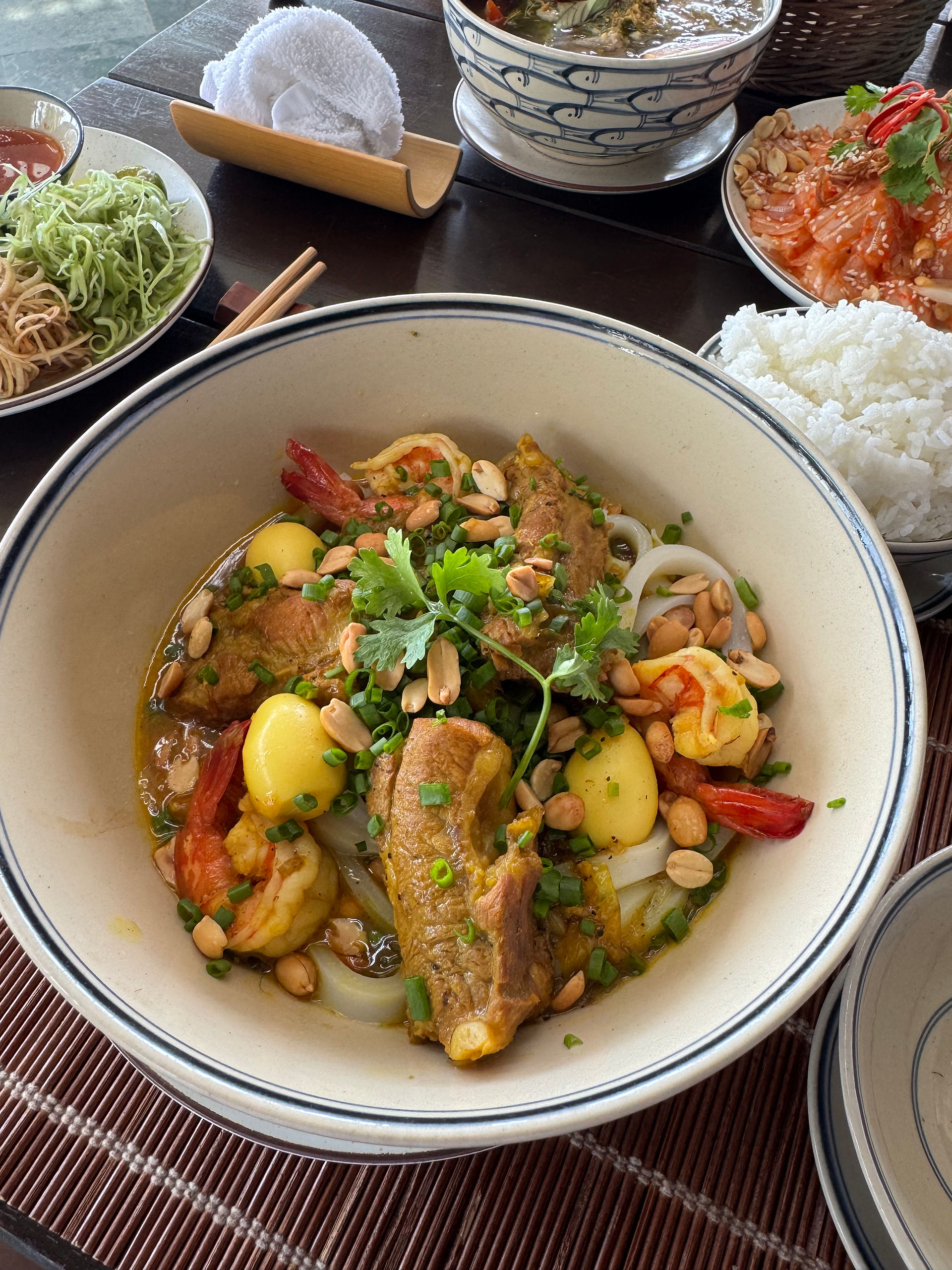 Braised pork with prawns and quail eggs served at Lang Viet restaurant at The Anam Mui Ne