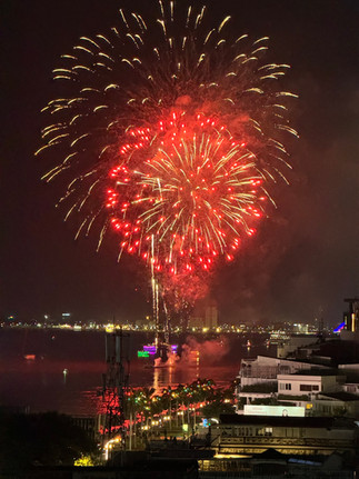 Fireworks at Sisowath Quay in Phnom Penh