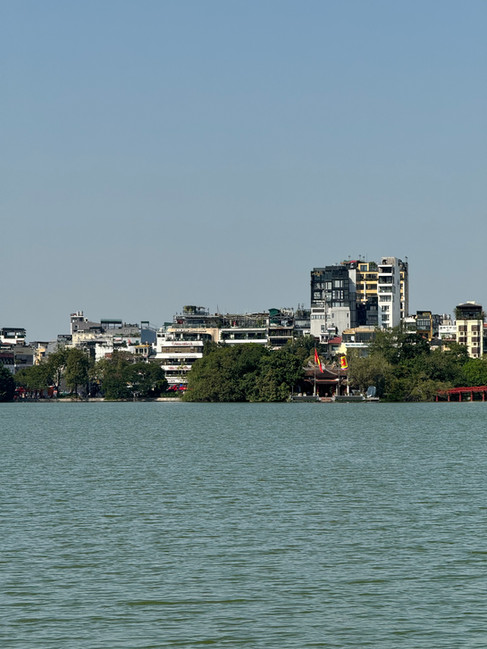 Looking at Ho Guom Plaza before it was demolished from Hoan Kiem Lake