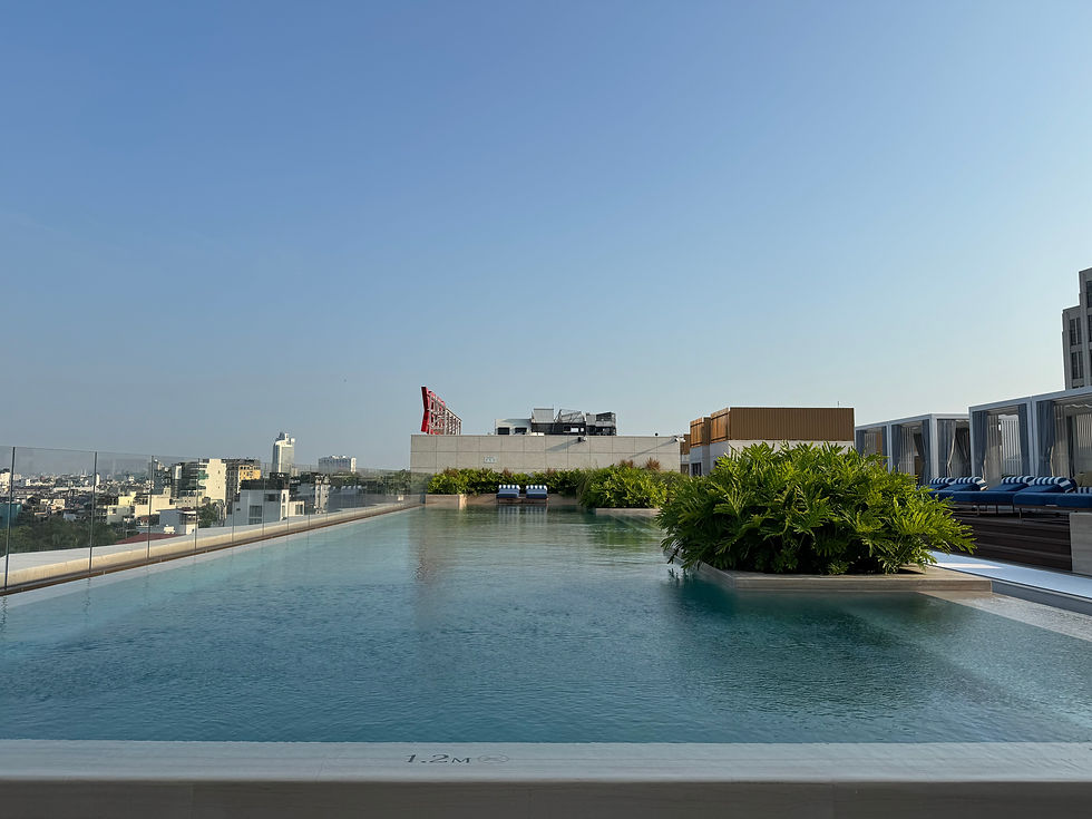 Rooftop swimming pool at Fairmont Hanoi with a depth of 1.2 metres