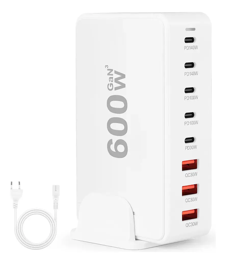 carregador gan 600w branco