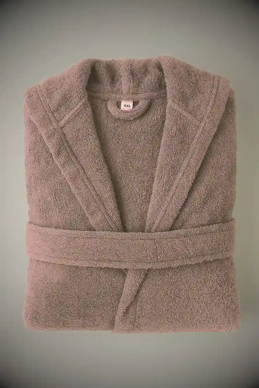 %100 Pamuk Büyük Beden Bornoz Kahve Rengi