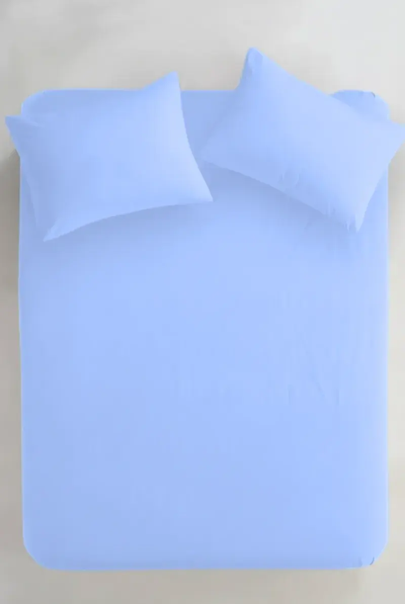 Küçük resim: % 100 Pamuk Çift Kişilik Lastikli Çarşaflı Mavi