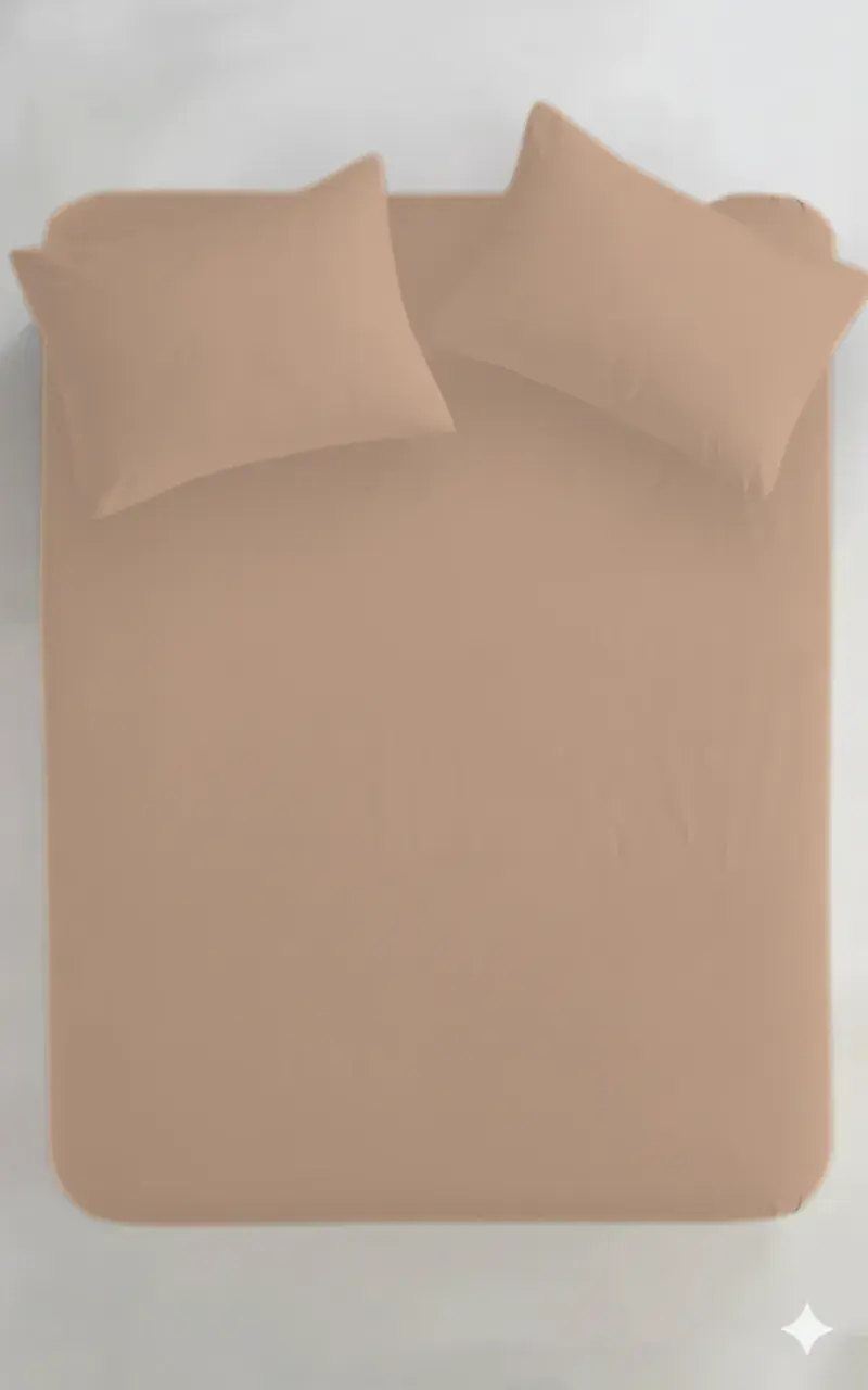 Küçük resim: % 100 Pamuk Lastikli Çarşaflı Seti Çift Kişilik Kahve Rengi