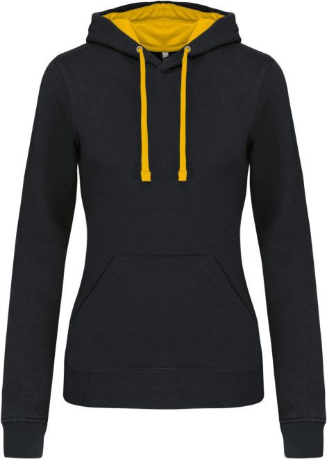 Miniature : Kariban K465 - black/yellow (Ladies' Contrast Hooded Sweater)