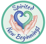 Logo for Spirited New Beginnings showing two hands cupped around a heart.