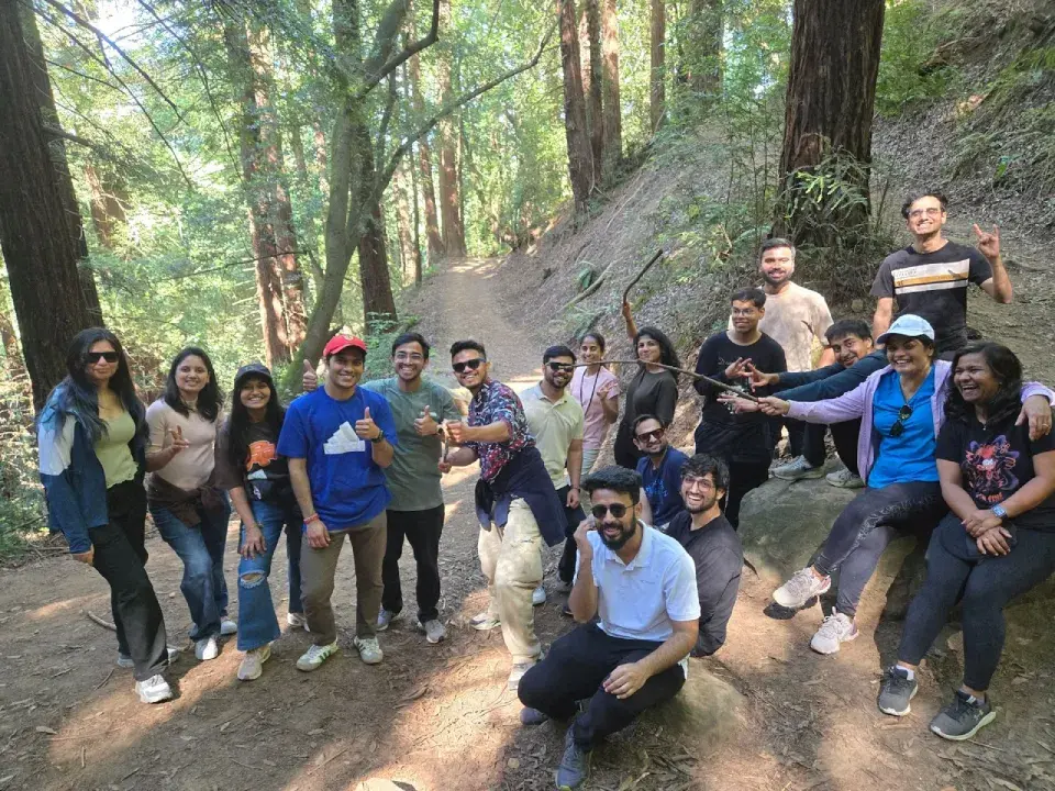 Taking a well-deserved break after a long hike on the first day of camping... still smiling!