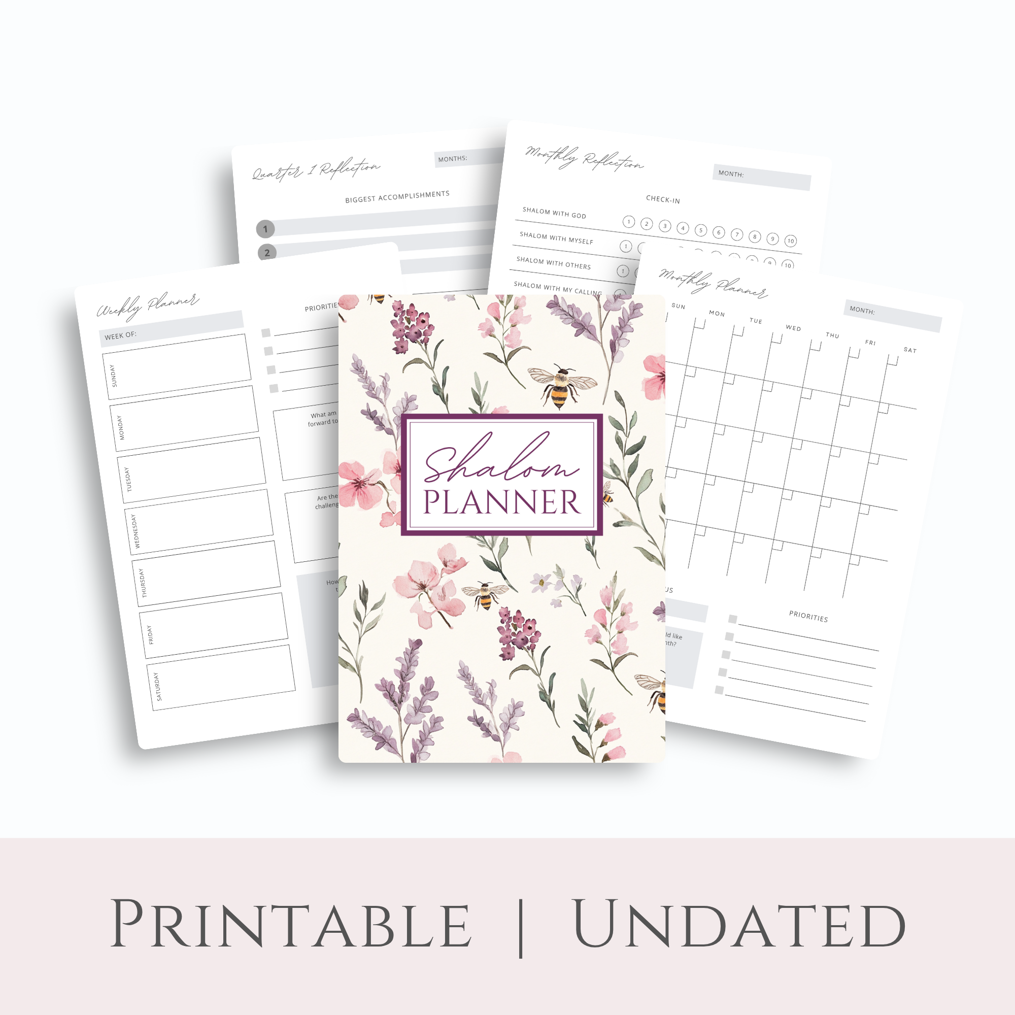 PRINTABLE Undated Shalom Planner - Tamera
