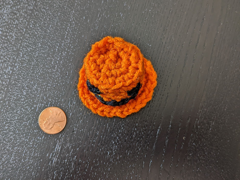 Thumbnail: Jack-o'-lantern Top Hat - Tiny Crochet Hat