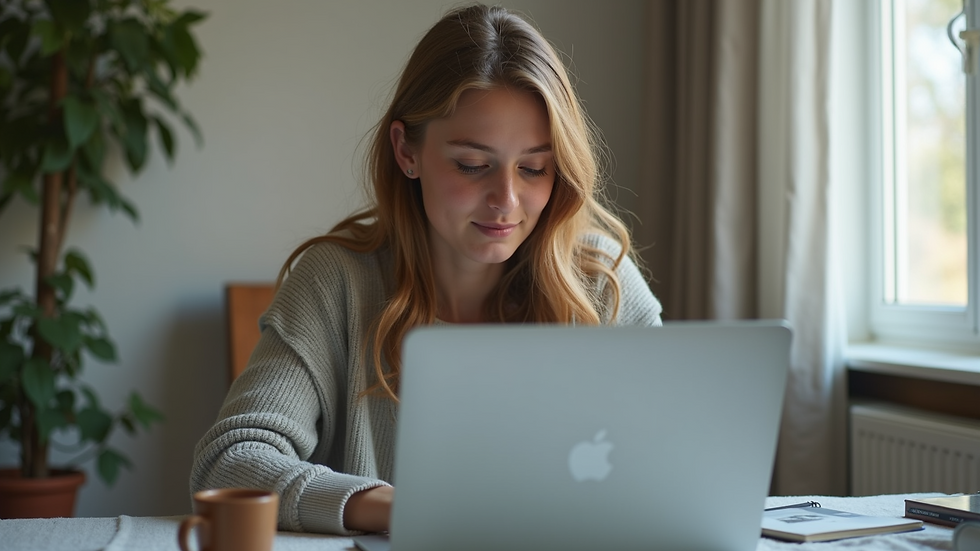 Eye-level view of a young person engaging in an online therapy session