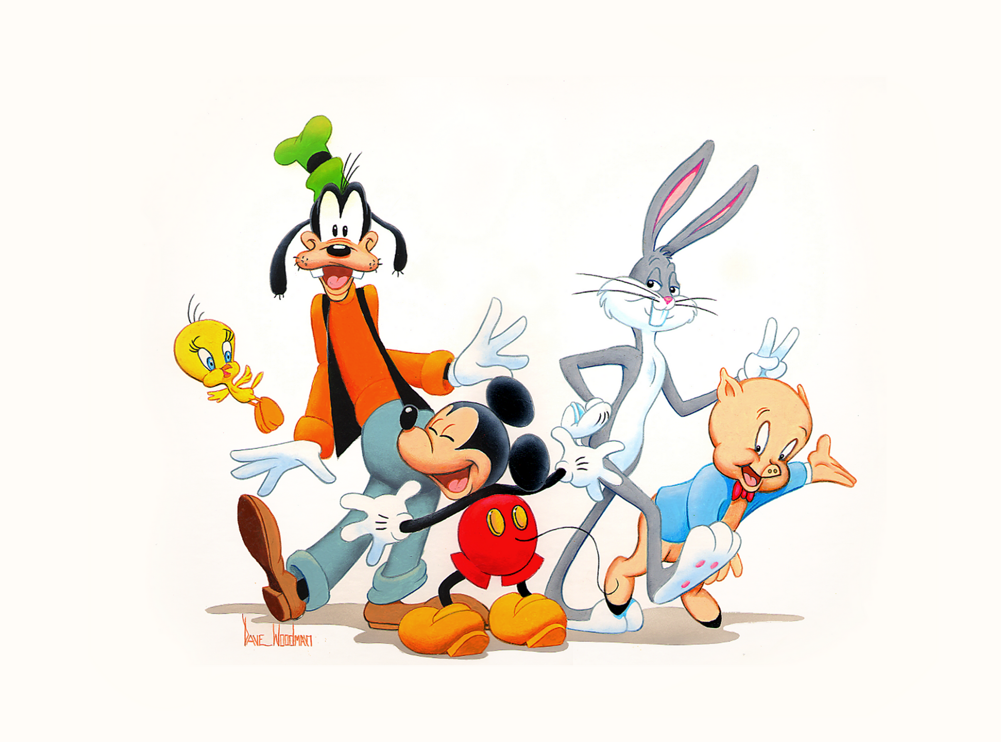 Disney Meets Warner Bros Scan and Play Greeting Card Dave Woodman