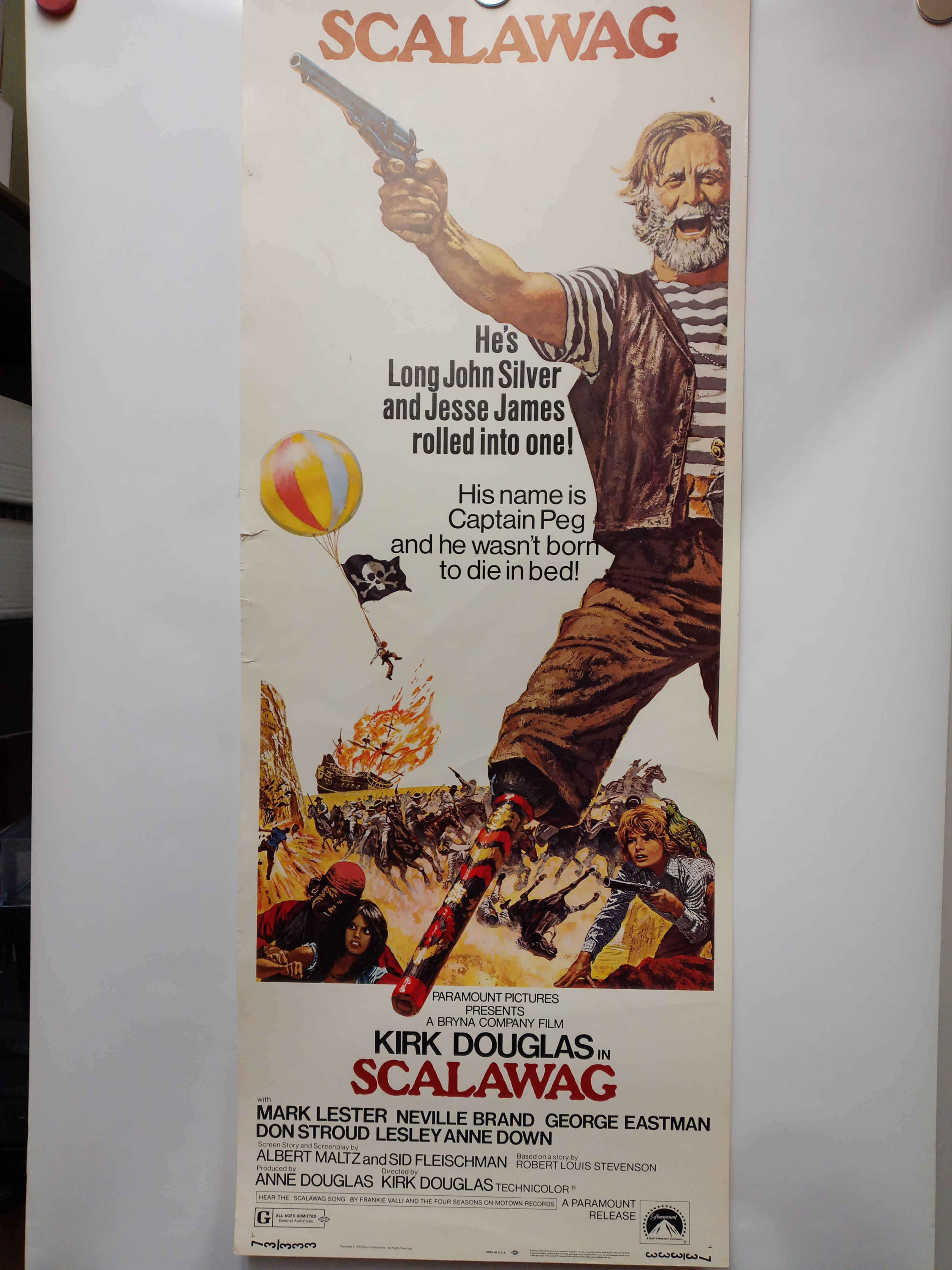 Scalawag (Kirk Douglas) Original Theatrical 14x35 1/2 Insert