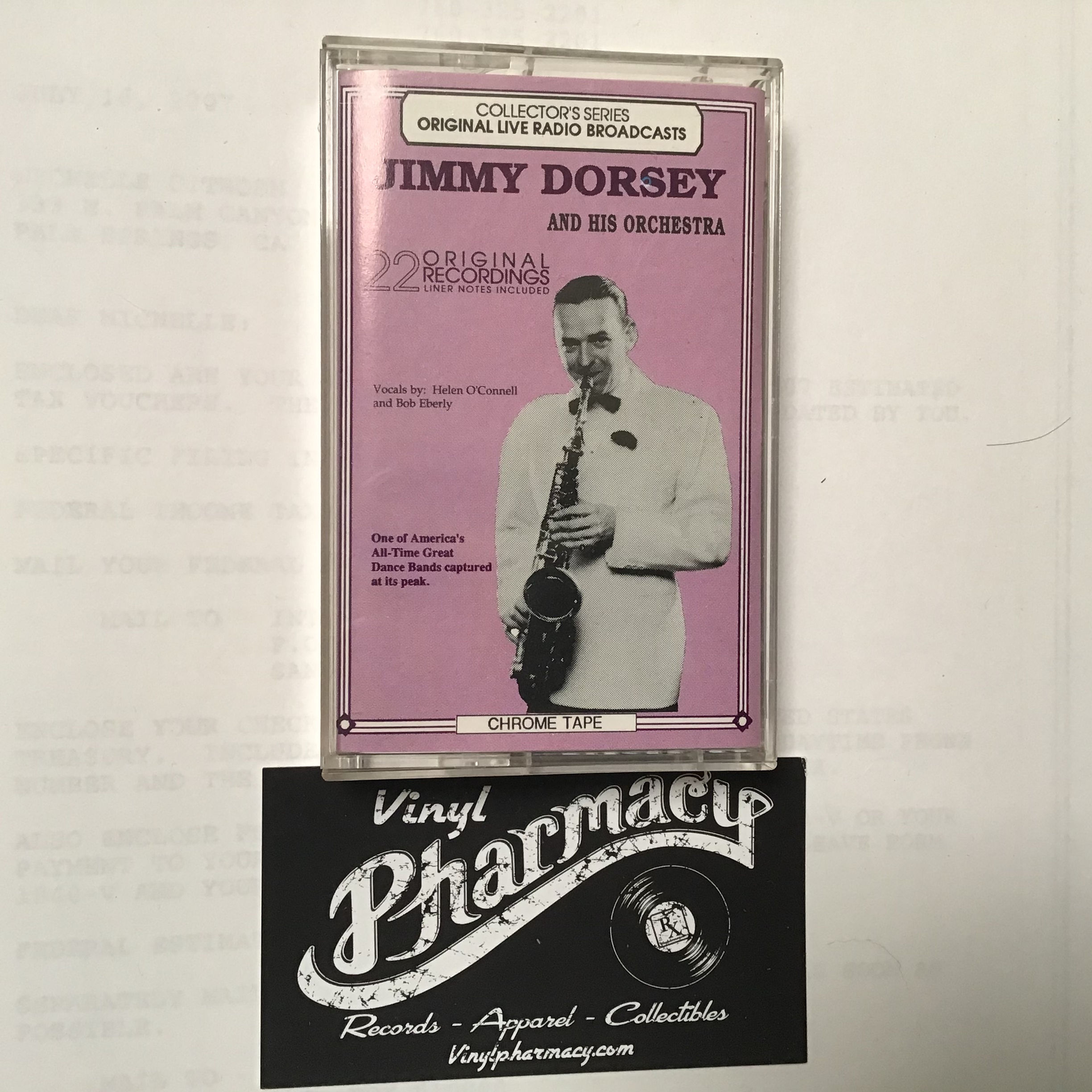 Jimmy Dorsey And His Orchestra :  22 Original Recordings  1988  Cassette Tape