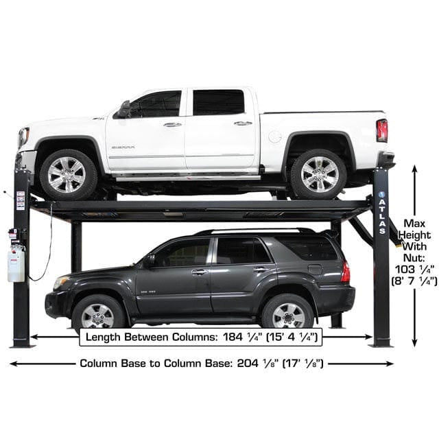 Thumbnail: Atlas ALI Certified APEX9 4 Post Lift + RJ6 Rolling Bridge Jacks Combo
