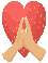 praying hands with heart
