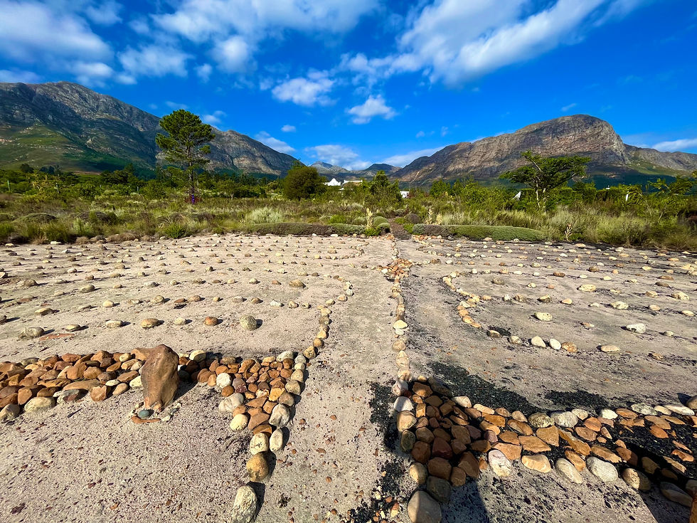 The centre of the Chartres-like labyrinth in Franschhoek, South Africa.