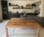 Southern Timber Designs custom seven seat Wormy Chestnut dining table and island bench extension