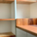 Southern Timber Designs custom Blackwood day bed with Parchment white open shelving