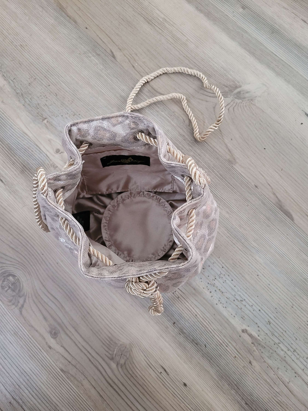 Thumbnail: Joan Boyce Bucket Cross Body Leopard Metallic Print Bag