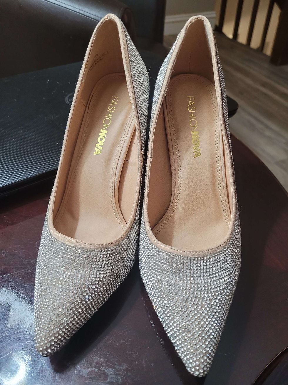 Thumbnail: Fashion Nova Silver Crystal High Heels Sz 7