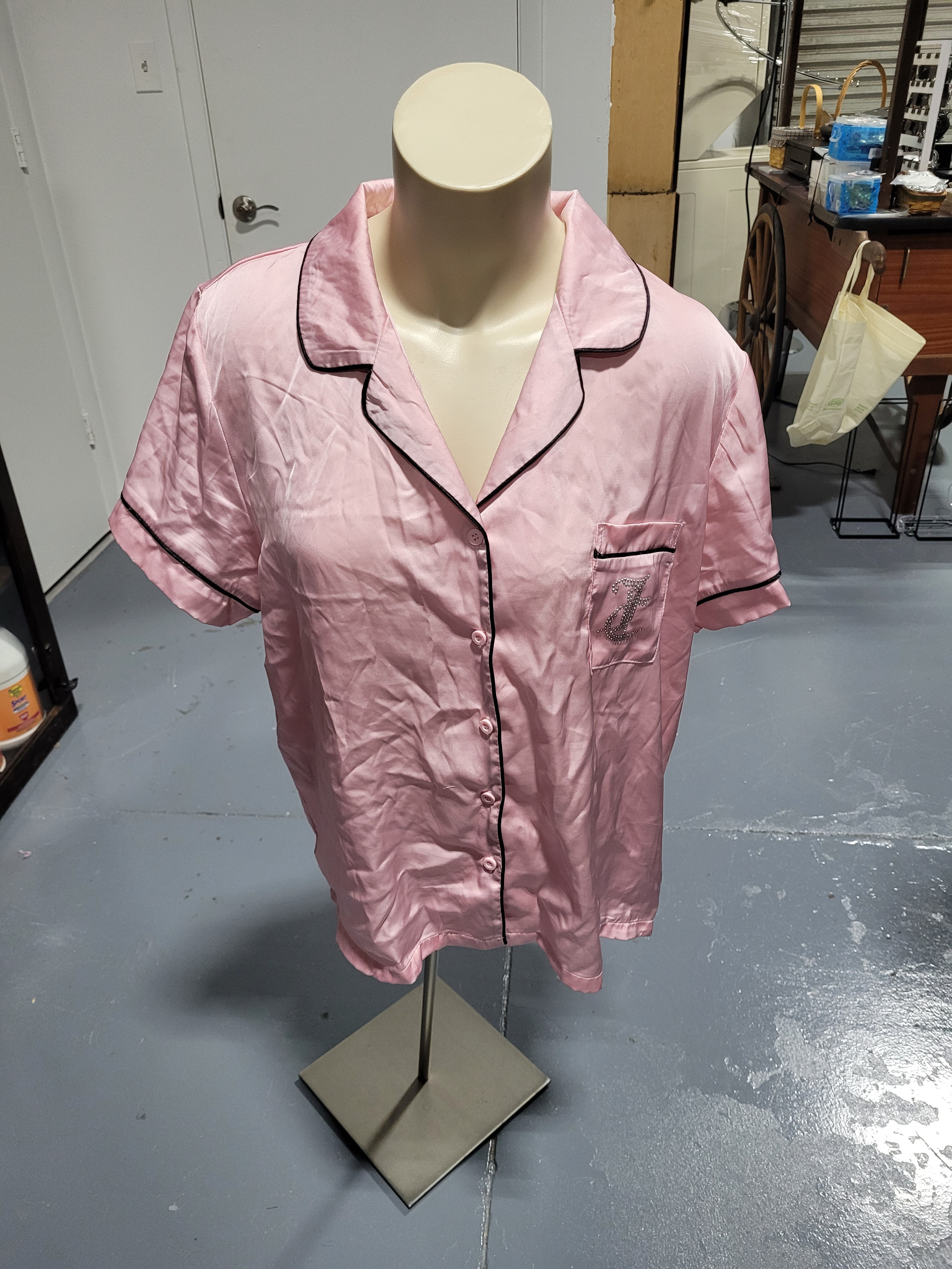 Juicy Couture Women's Pink Rhinestone Logo Sleepshirt Sz XL