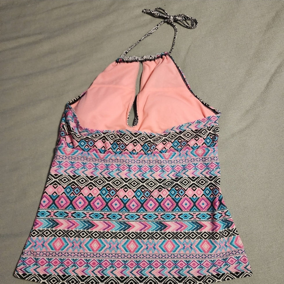 Thumbnail: Malibu Dreamgirl Size L Halter Tankini 2-piece swimsuit