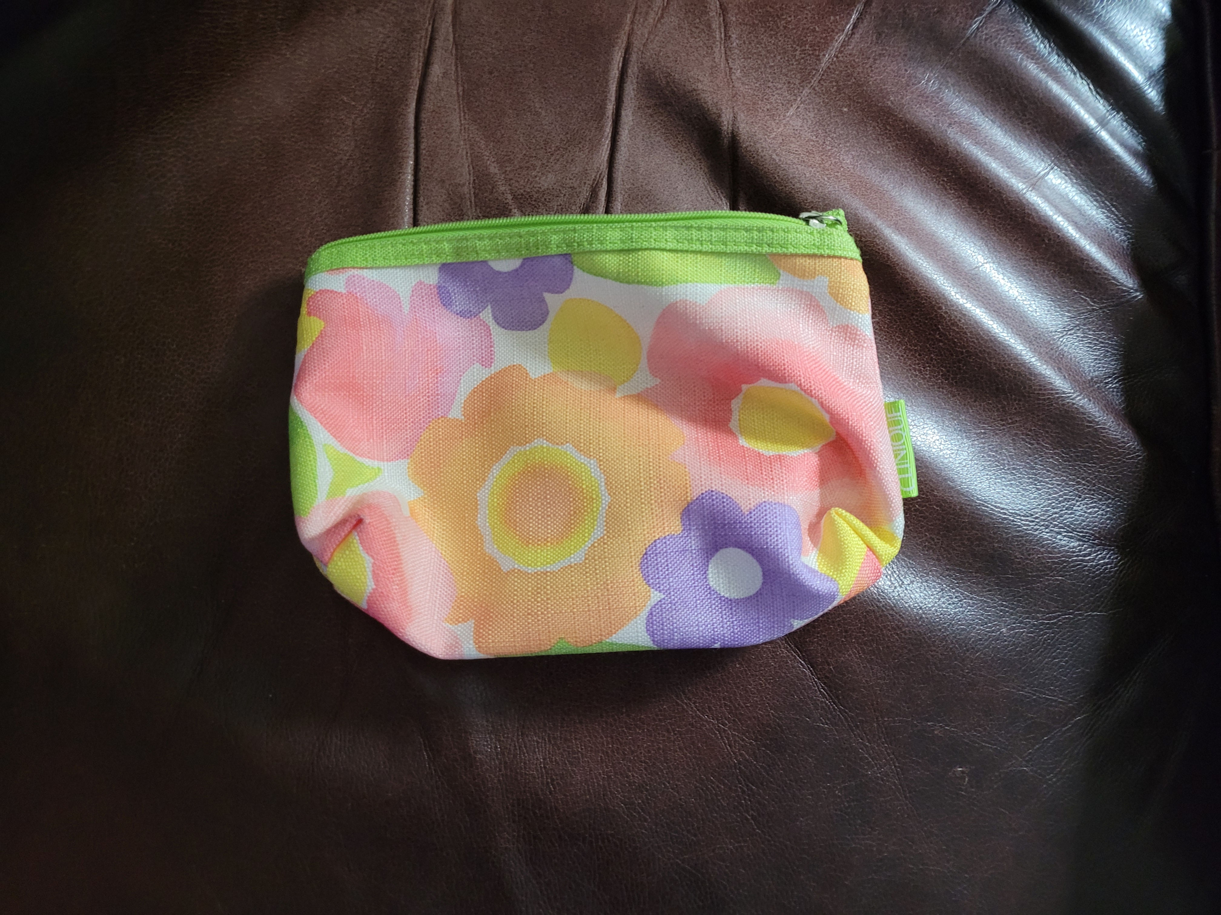 Clinique Flower Makeup Cosmetics Bag Orange Green White Pink 