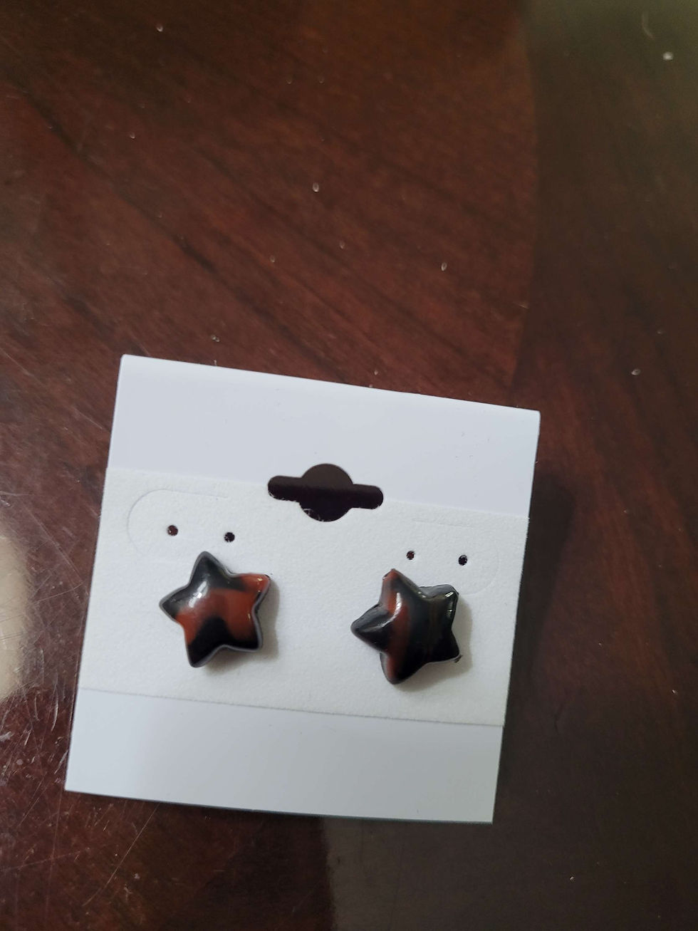Star Black and Red Stud Earrings