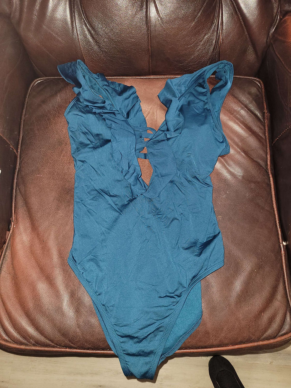 Shade and Shore Teal One-Piece Ruffle Swimsuit Sz S