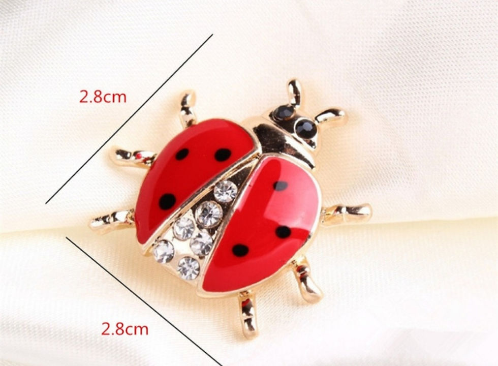 Thumbnail: 18K Gold Plated Crystal Rhinestone Ladybug Brooch Animal Brooches Pins