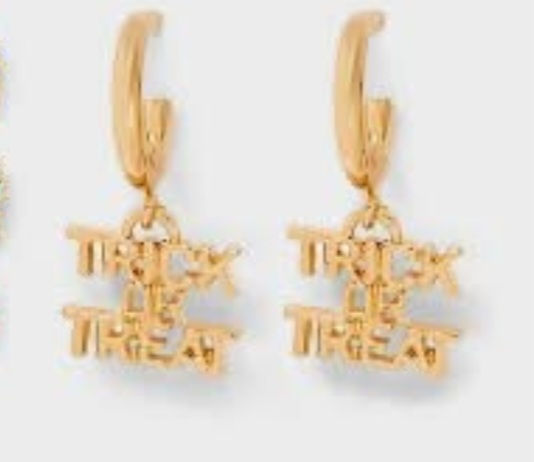 Sugarfix Halloween Trick or Treat Gold Colored Earrings