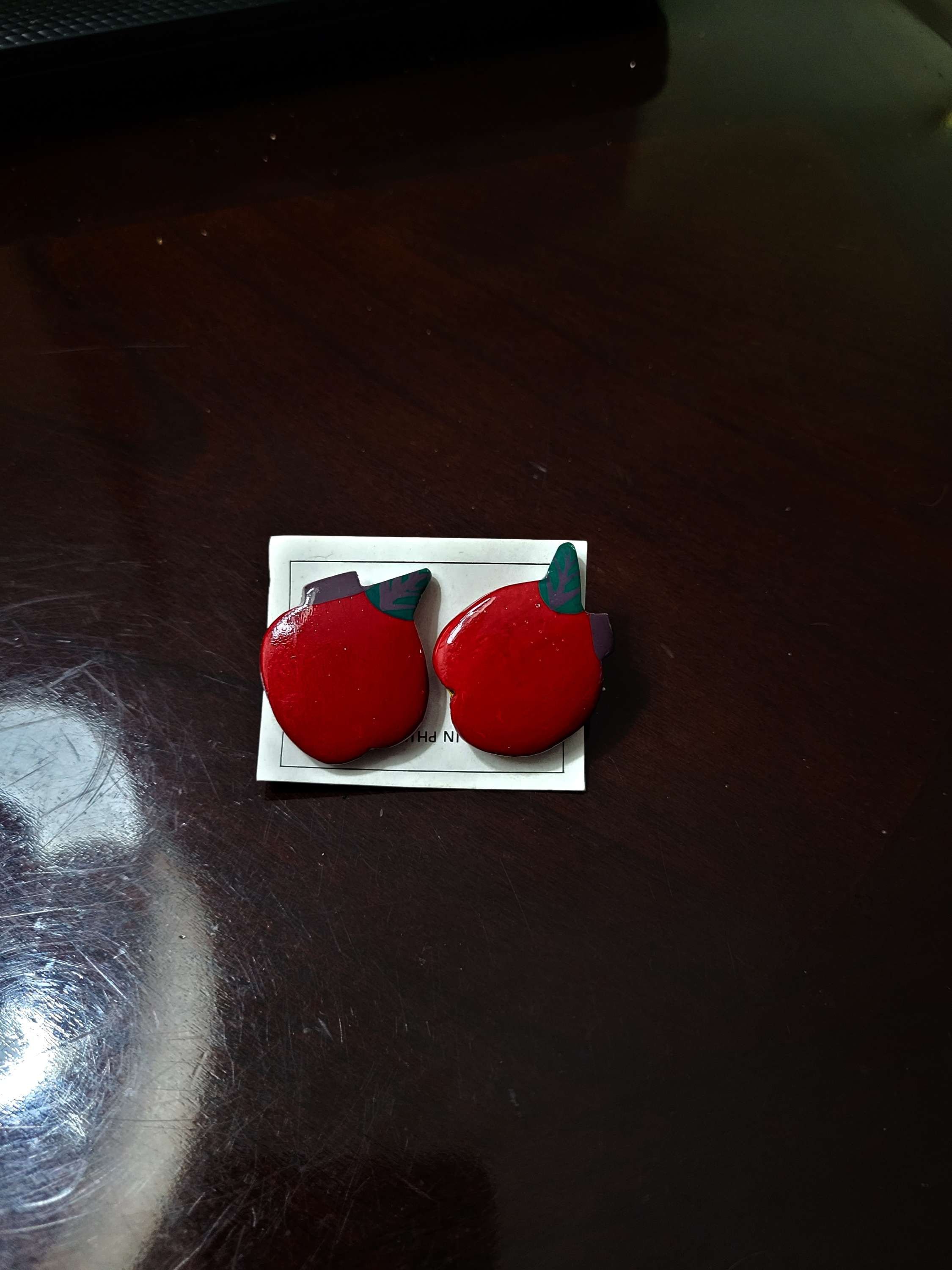 Wood Apple Earrings Painted