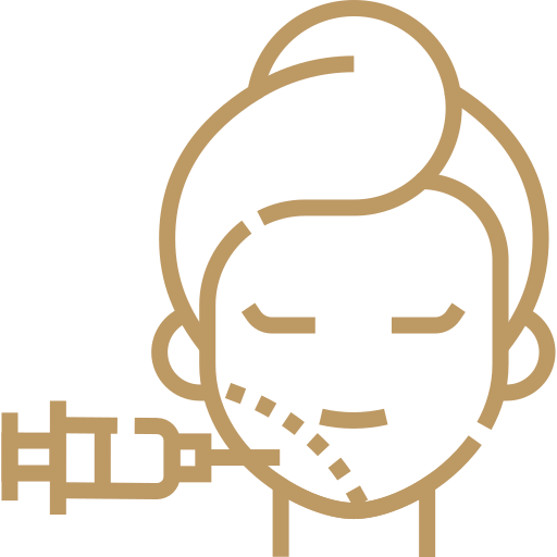 Stylized cartoon face with neutral expression