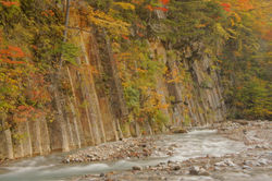 松川渓谷の玄武岩