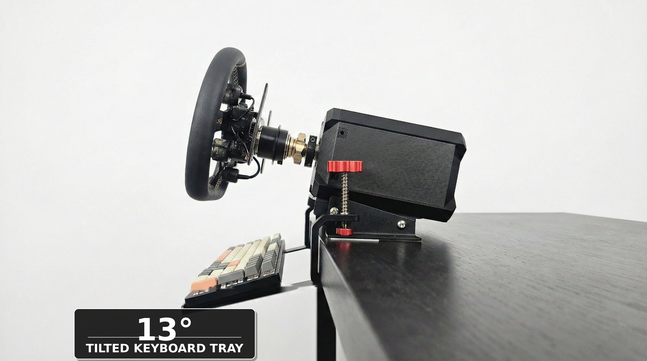 PEIN Universal Racing Wheel Mount with Adjustable Keyboard Tray | 2-in-1 Desk Cl