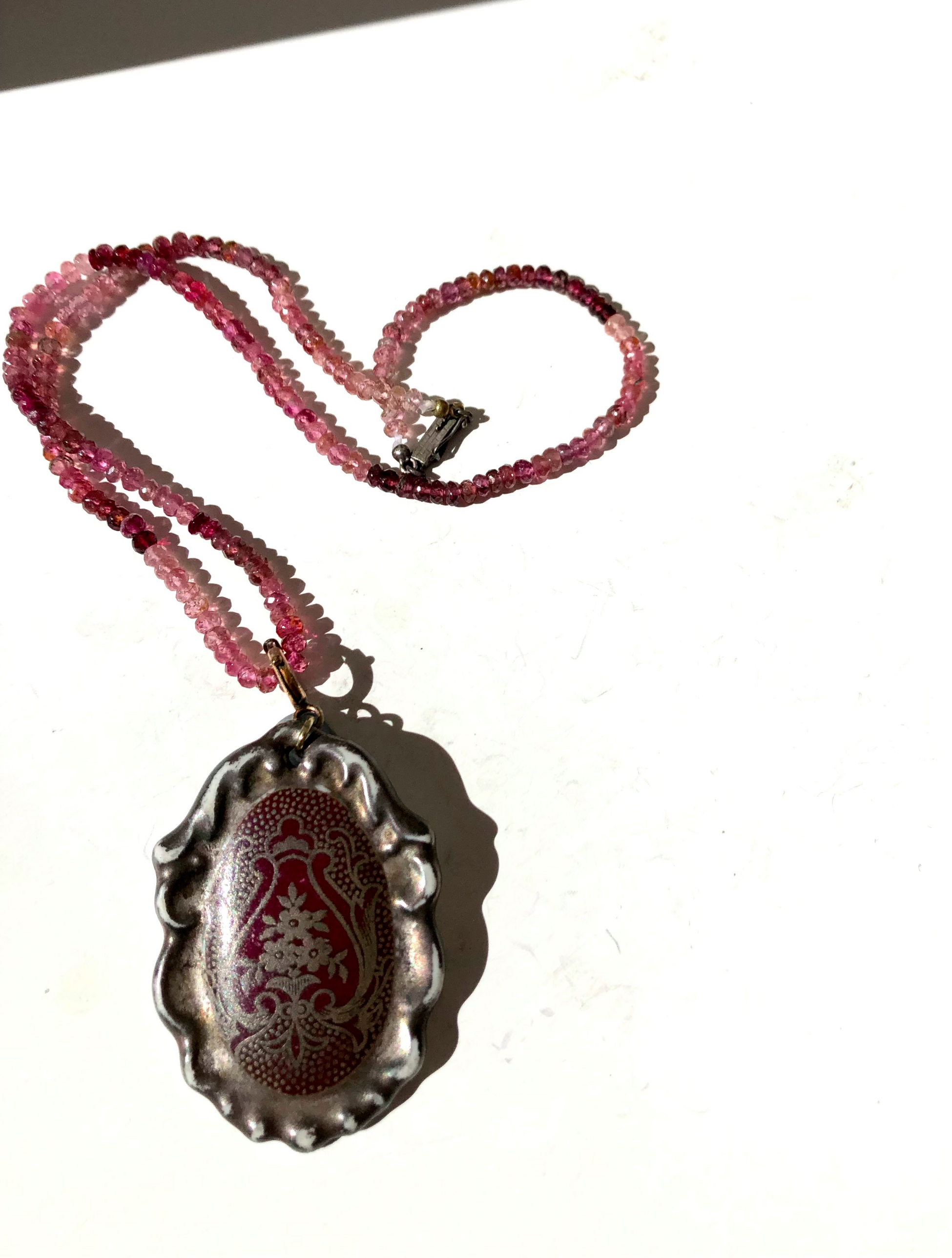 Antique Porcelain with Tourmaline Necklace